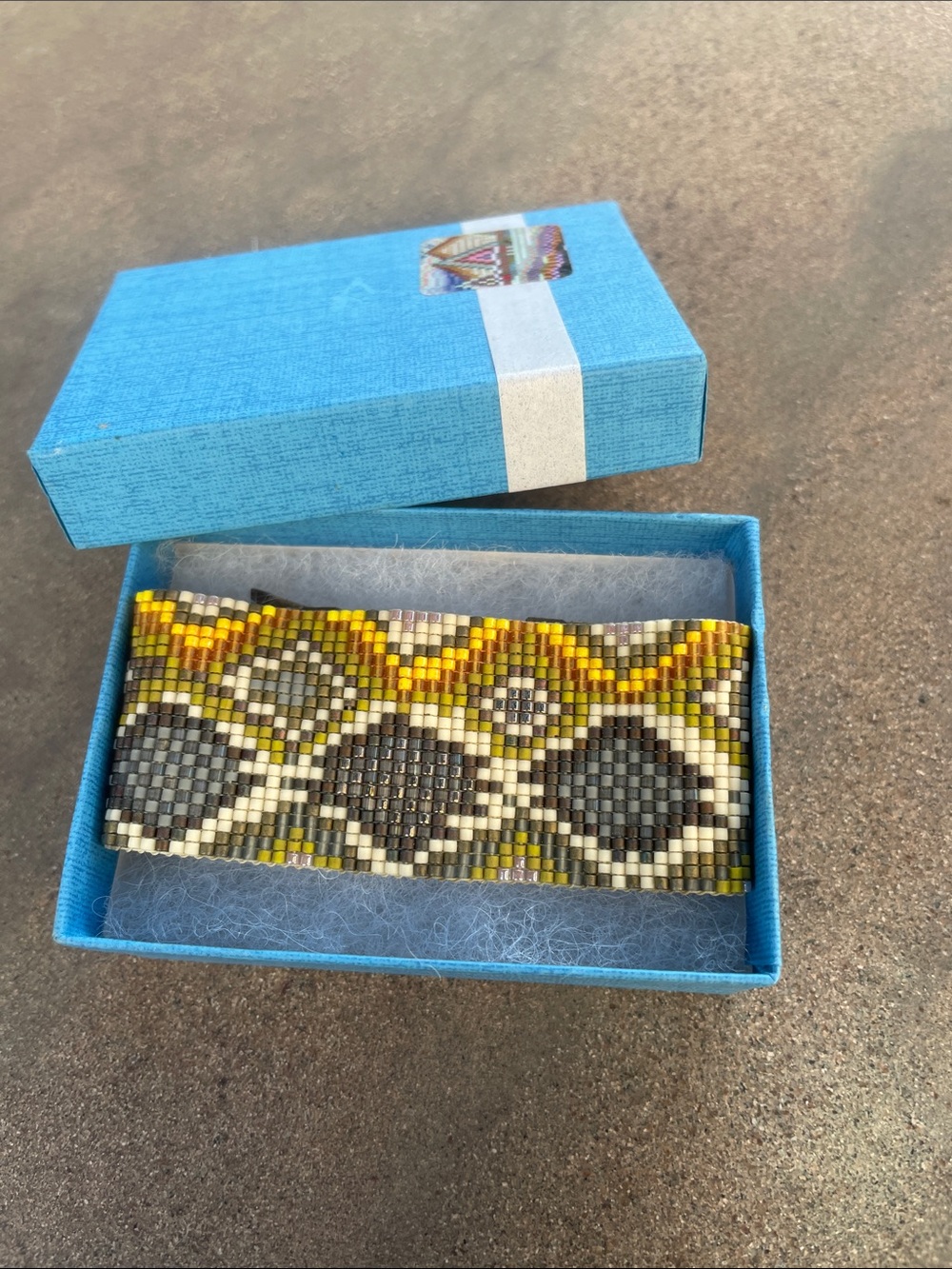 Julie Rofman Snake Handwoven Beaded Cuff Bracelet - Yellow, Gray, White